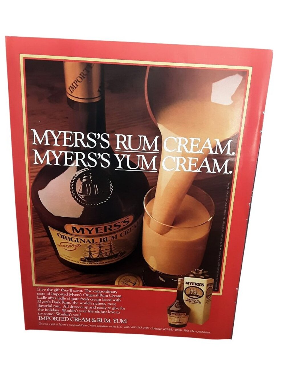 Vintage 1984 Myers Rum Cream Ad Imported Cream & Rum Drink